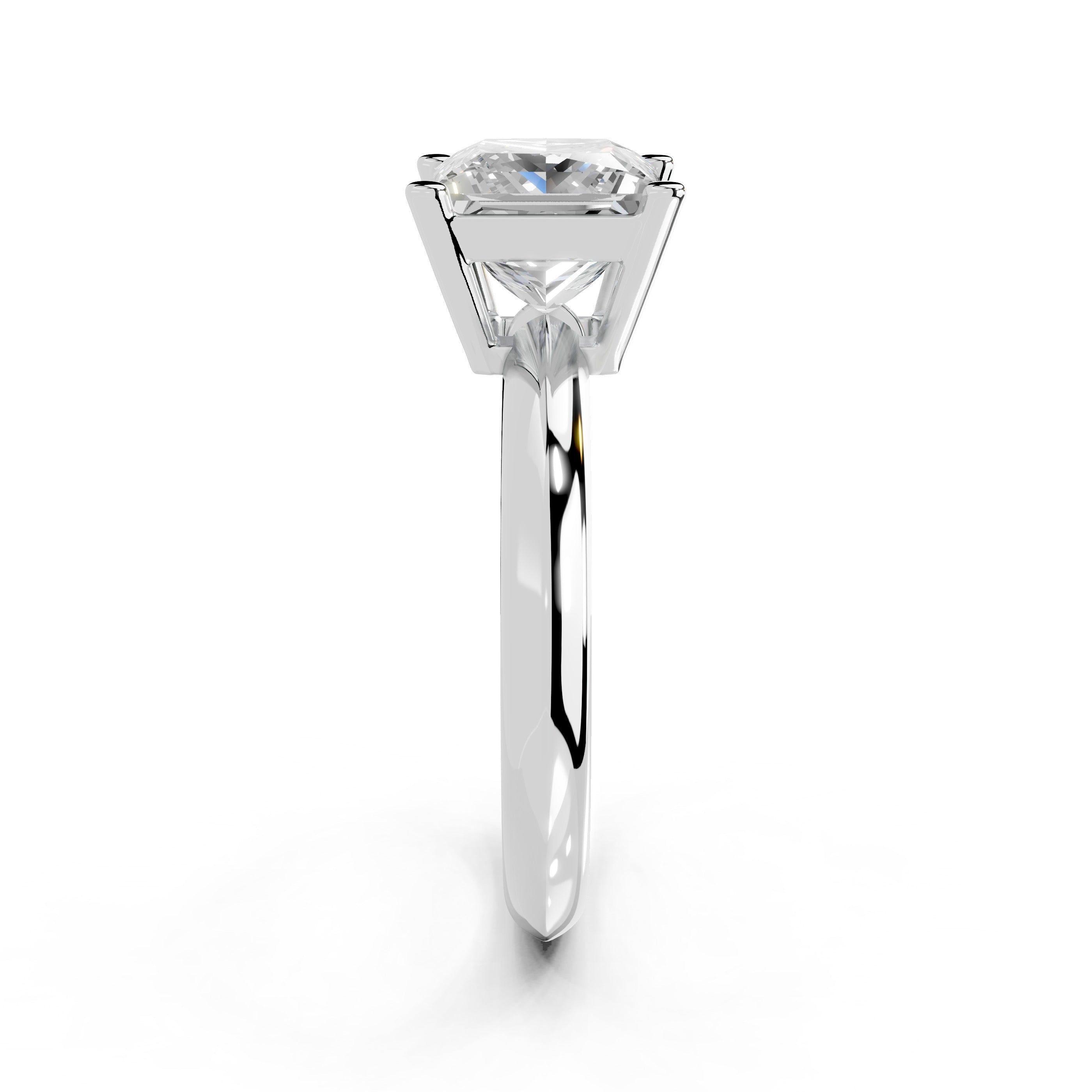 Princess Cut Solitaire Lab Grown Diamond Engagement Ring (2 mm width)