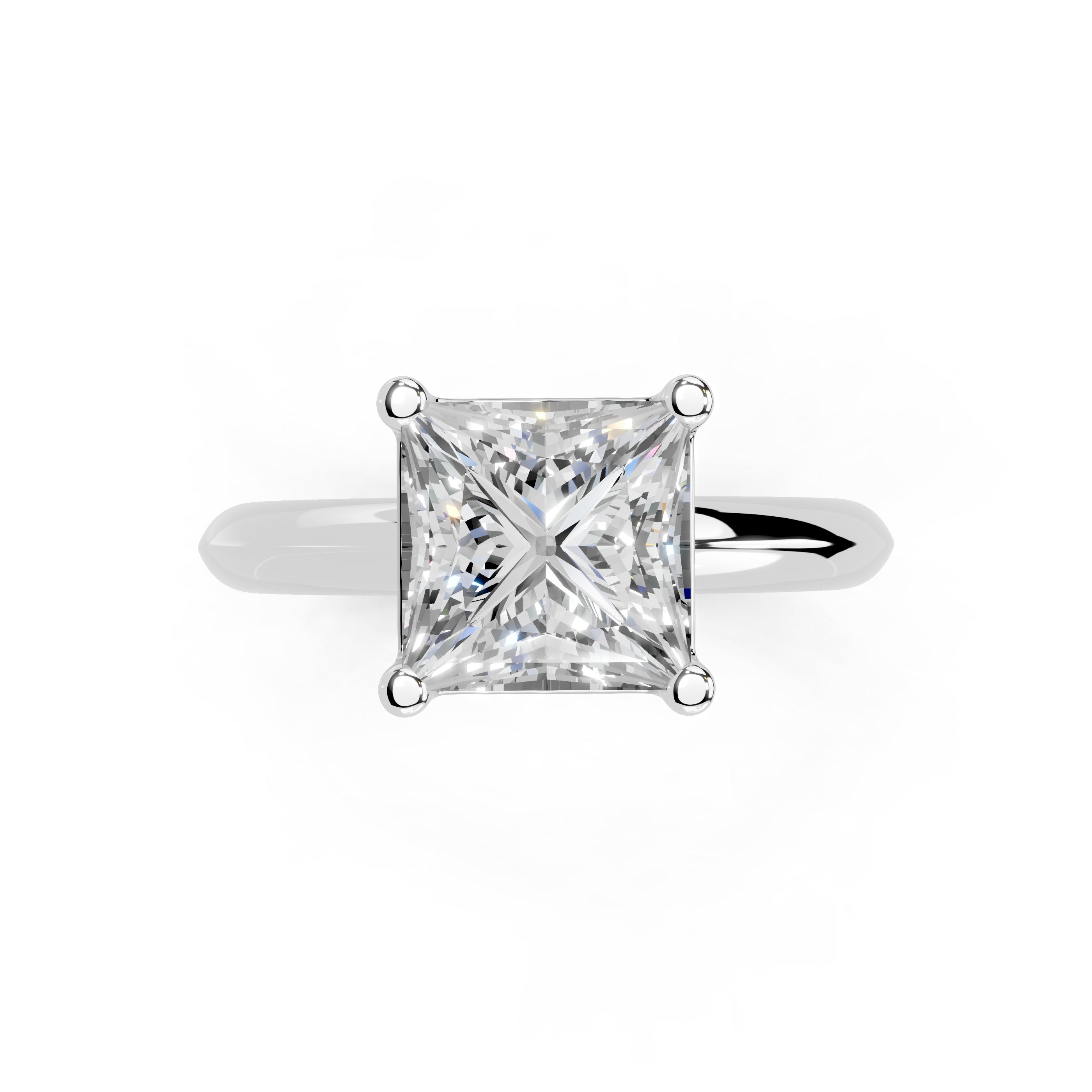 Princess Cut Solitaire Lab Grown Diamond Engagement Ring (2 mm width)