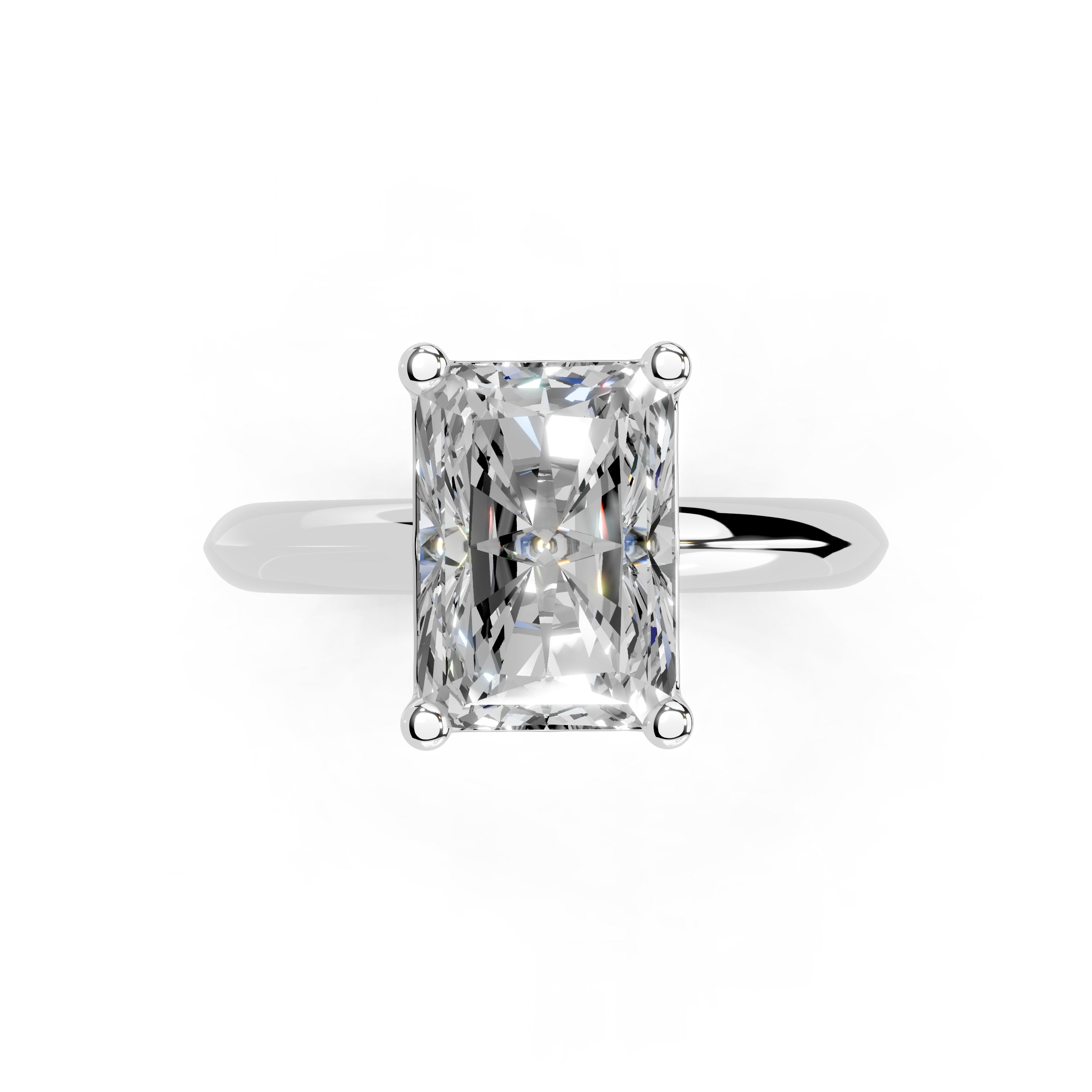 Radiant Cut Solitaire Lab Grown Diamond Engagement Ring (2 mm width)