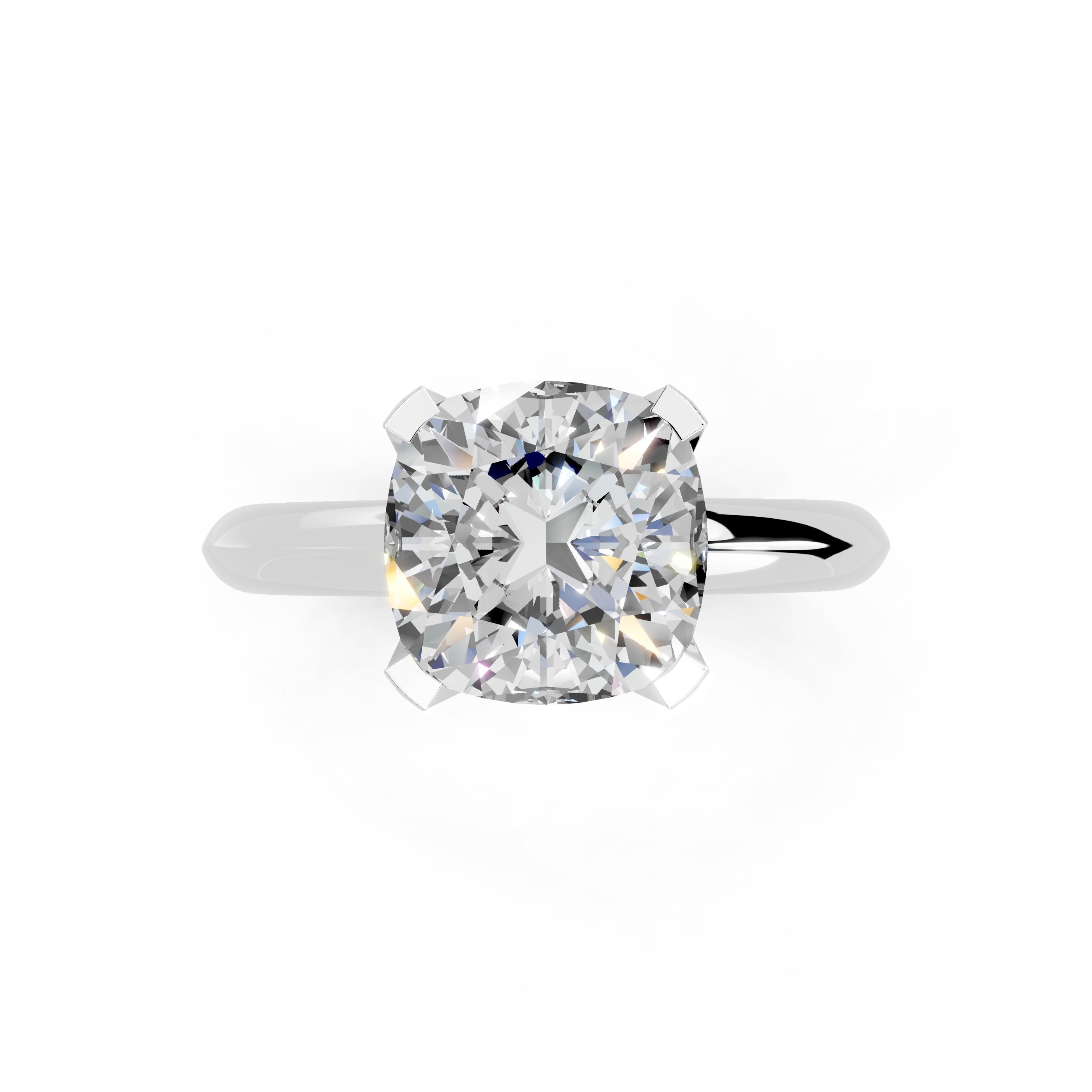 Cushion Cut Knife Edge Solitaire Lab Grown Diamond Engagement Ring (1.5-2mm width)