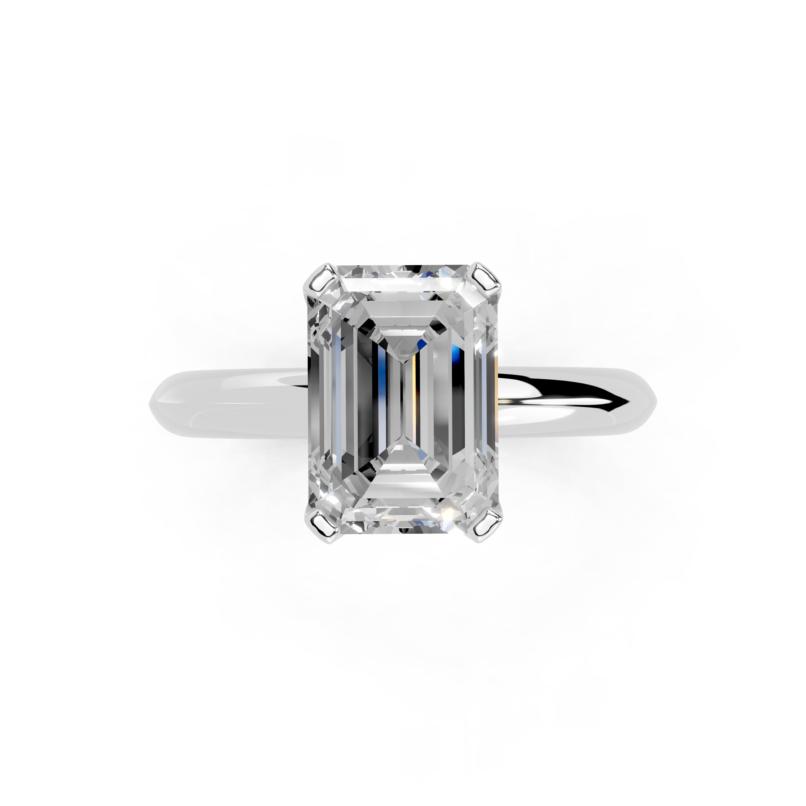 Emerald Cut Knife Edge Solitaire Lab Grown Diamond Engagement Ring (1.5-2mm width)