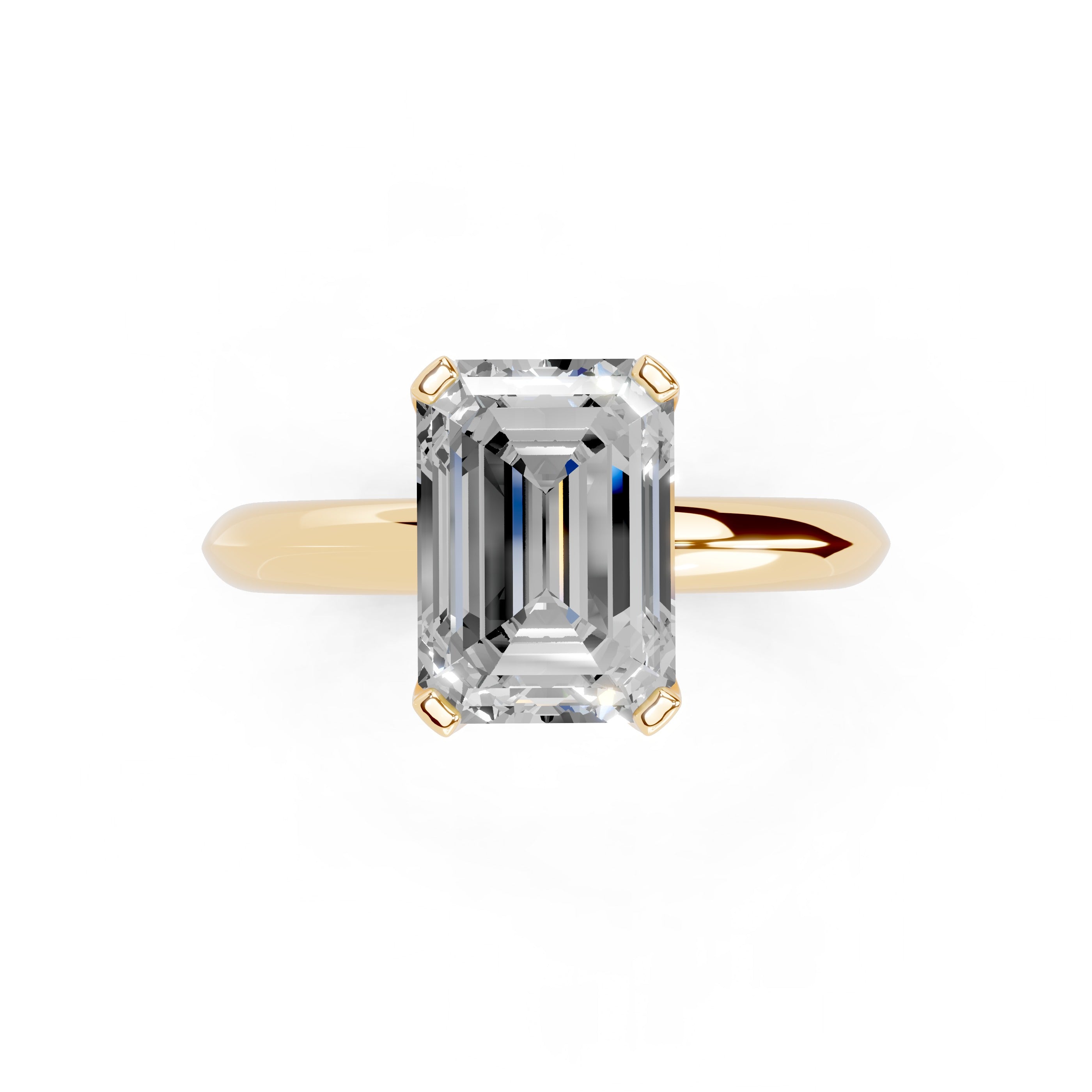 Emerald Cut Knife Edge Solitaire Lab Grown Diamond Engagement Ring (1.5-2mm width)