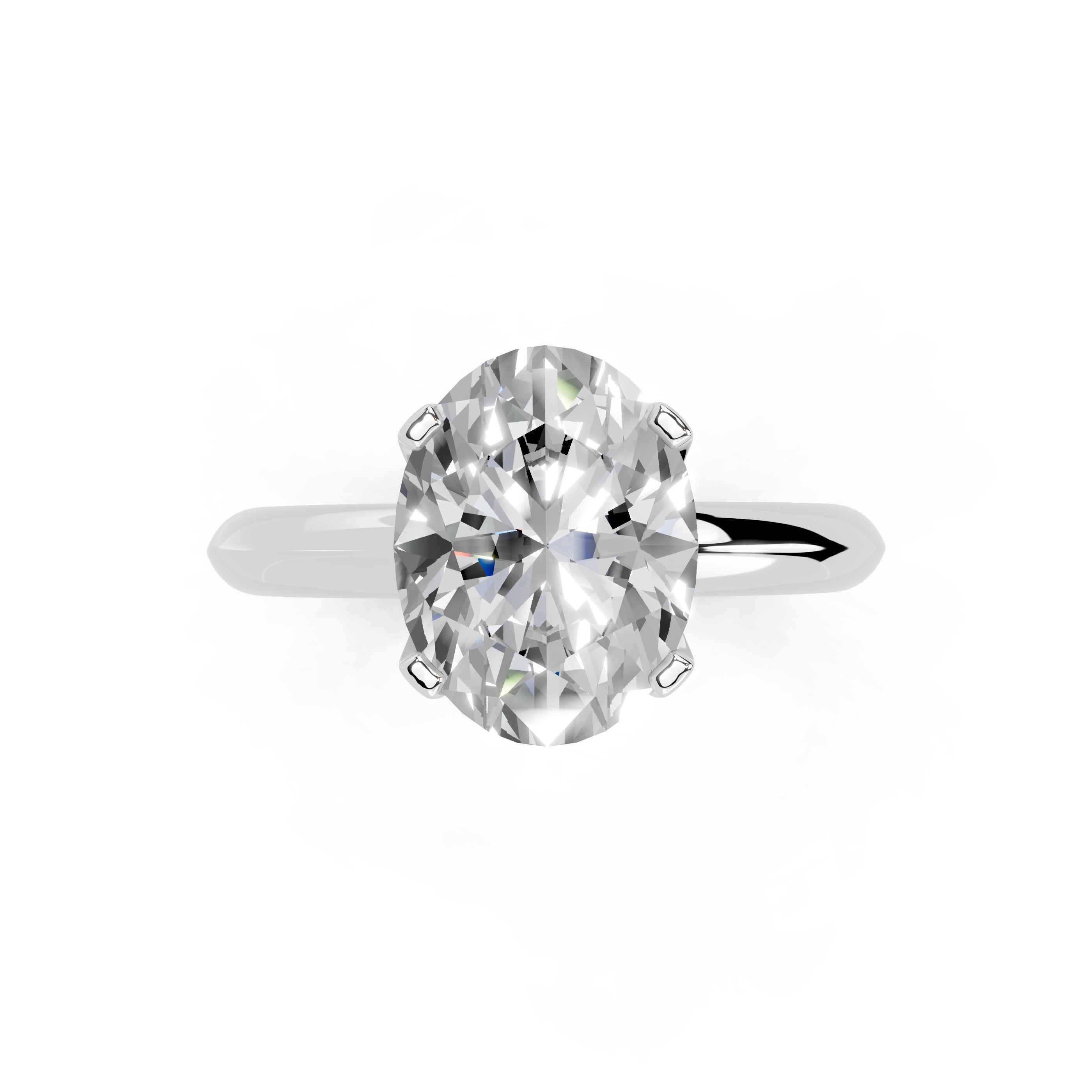 Oval Cut Knife Edge Solitaire Lab Grown Diamond Engagement Ring (1.5-2mm width)