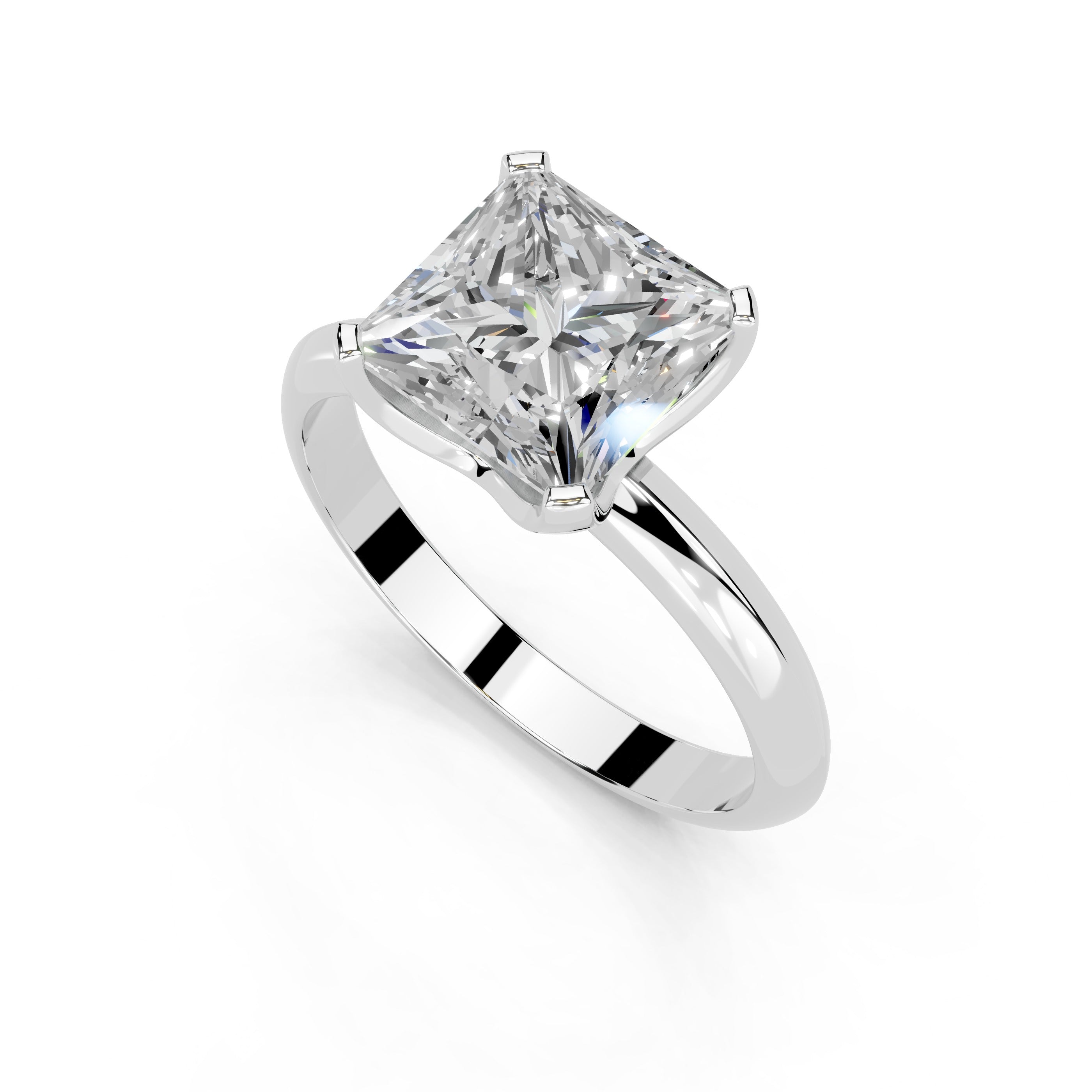 Princess Cut Knife Edge Solitaire Lab Grown Diamond Engagement Ring (1.5-2mm width)