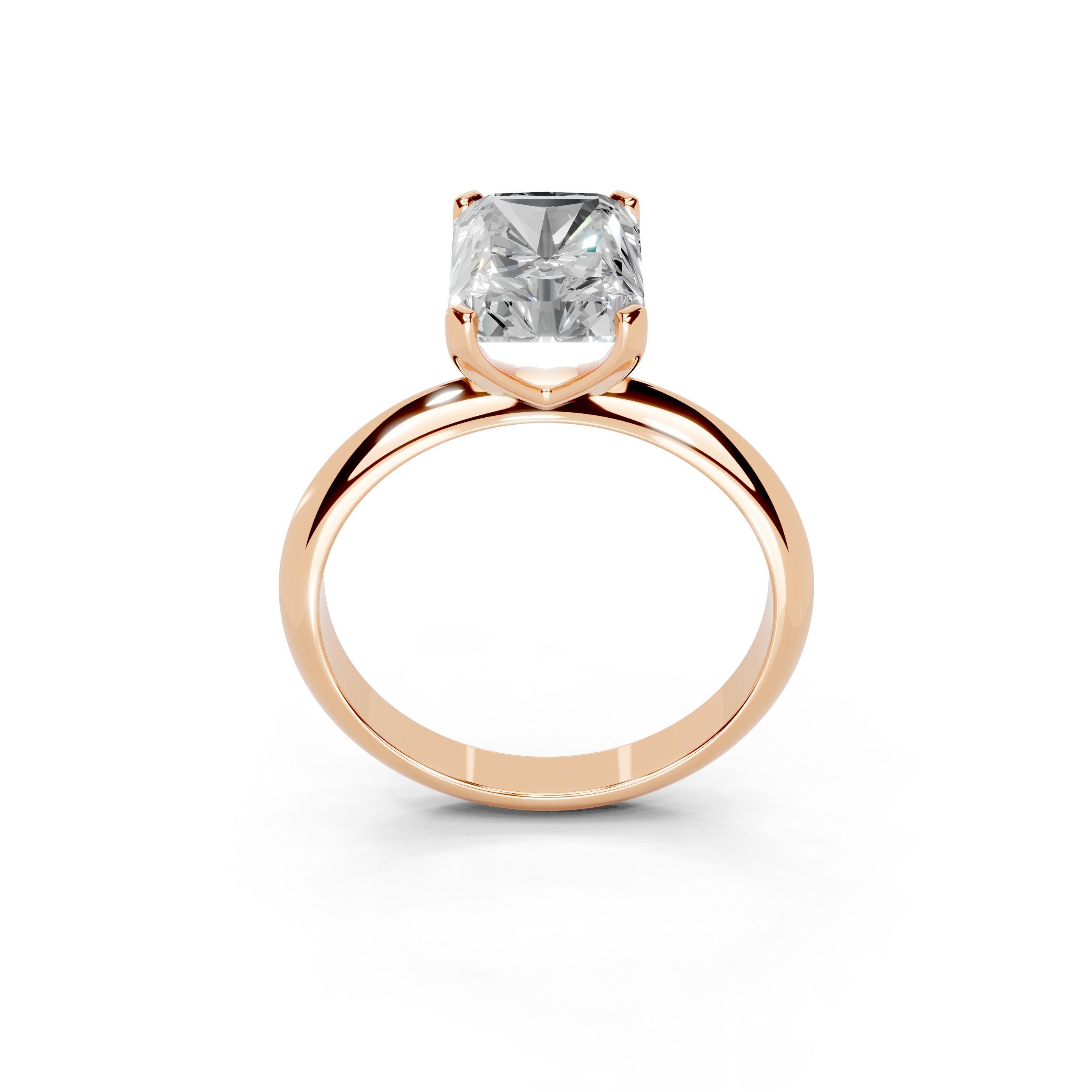 Radiant Cut Knife Edge Solitaire Lab Grown Diamond Engagement Ring (1.5-2mm width)