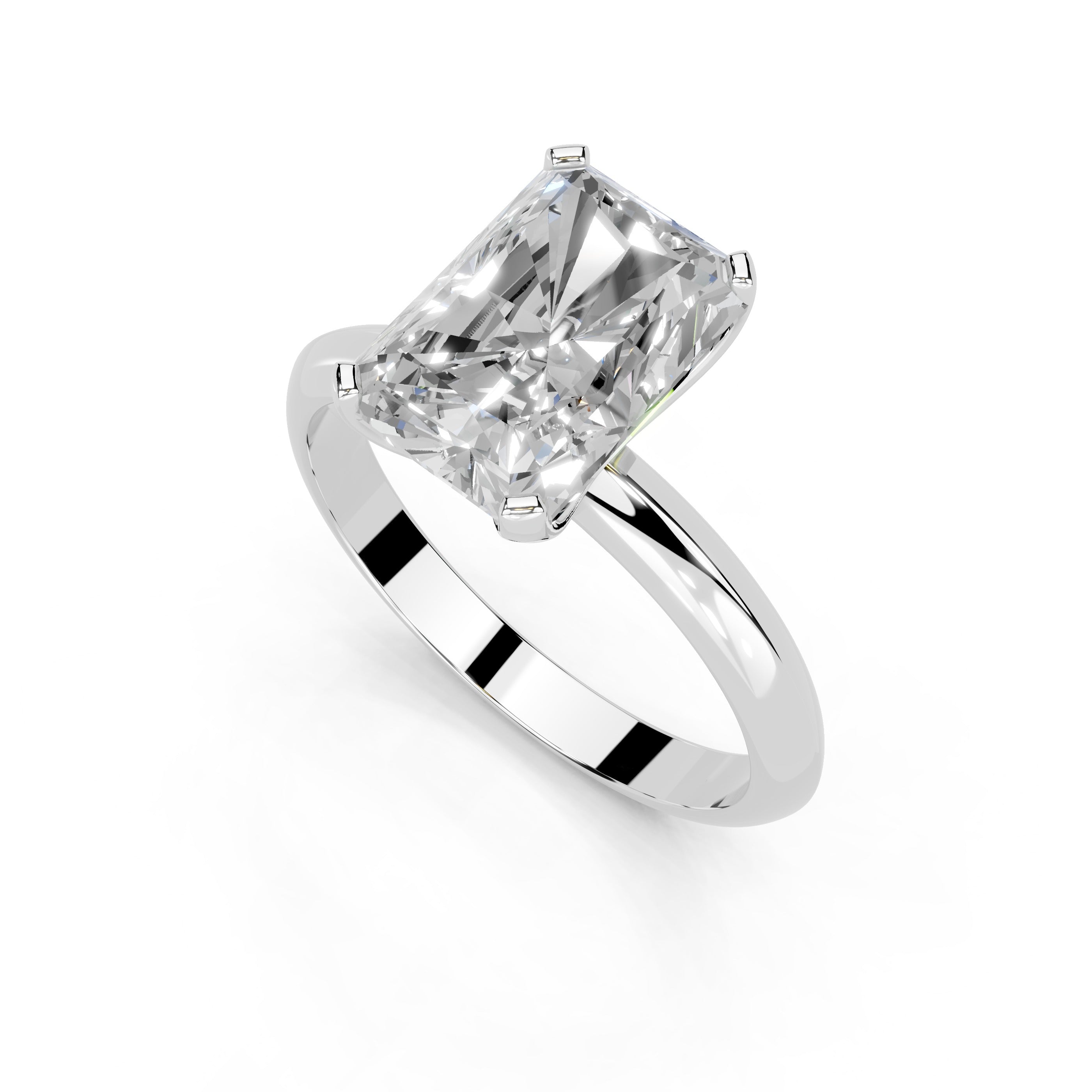 Radiant Cut Knife Edge Solitaire Lab Grown Diamond Engagement Ring (1.5-2mm width)