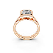 Asscher Cut Bezel Setting Lab Grown Diamond Engagement Ring