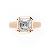 Asscher Cut Bezel Setting Lab Grown Diamond Engagement Ring