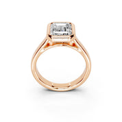 Emerald Cut Bezel Setting Lab Grown Diamond Engagement Ring