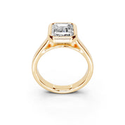 Emerald Cut Bezel Setting Lab Grown Diamond Engagement Ring