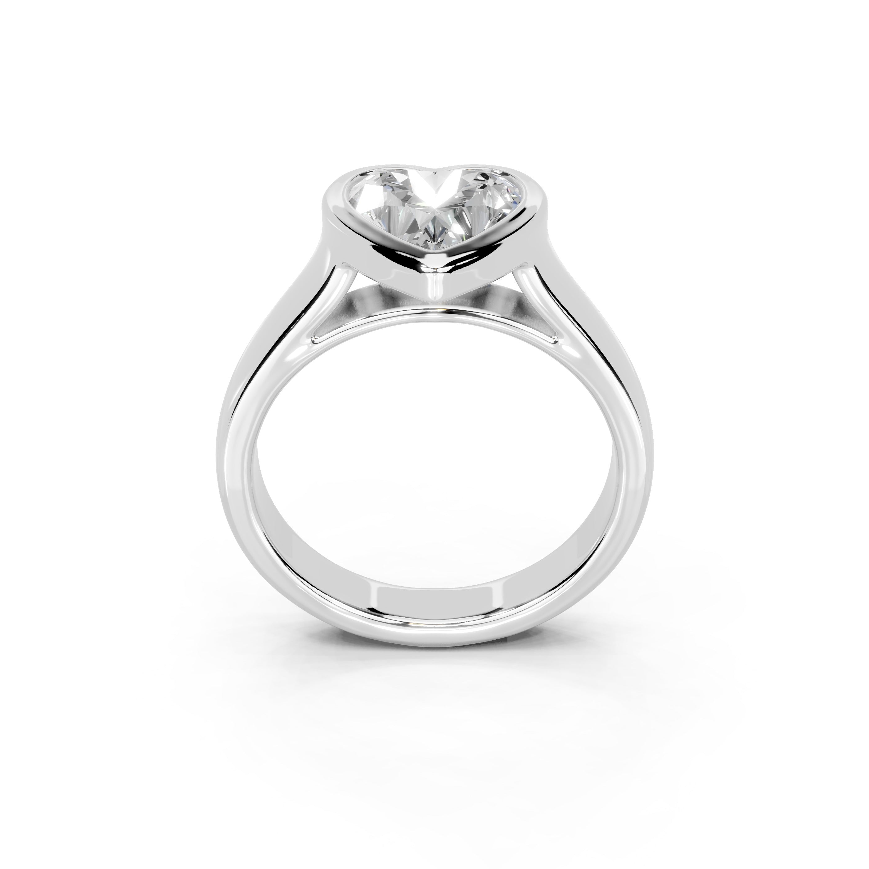 Heart Cut Bezel Setting Lab Grown Diamond Engagement Ring