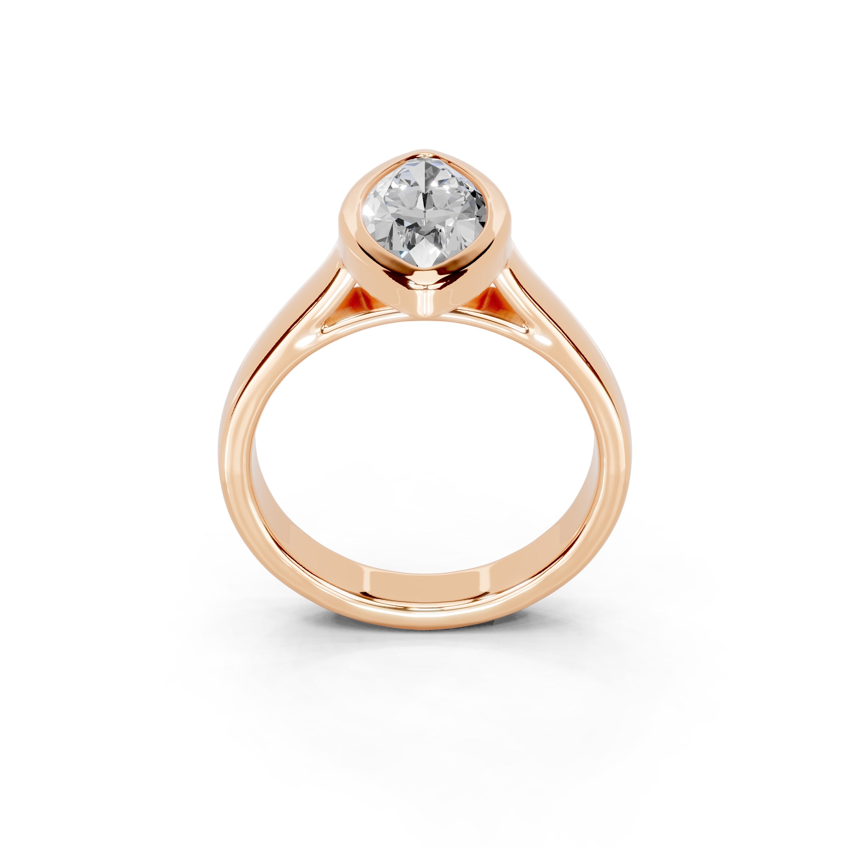 Marquise Cut Bezel Setting Lab Grown Diamond Engagement Ring