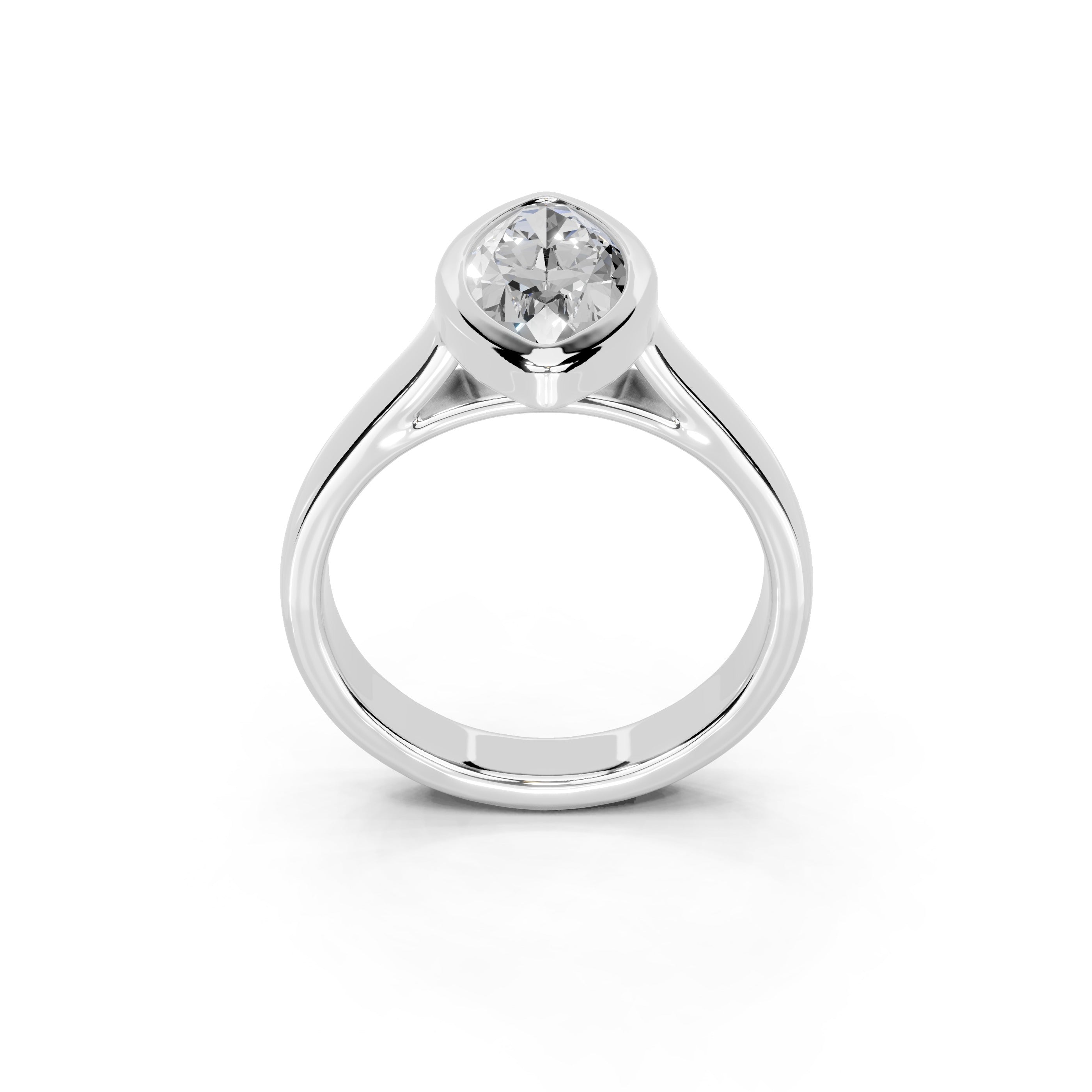 Marquise Cut Bezel Setting Lab Grown Diamond Engagement Ring