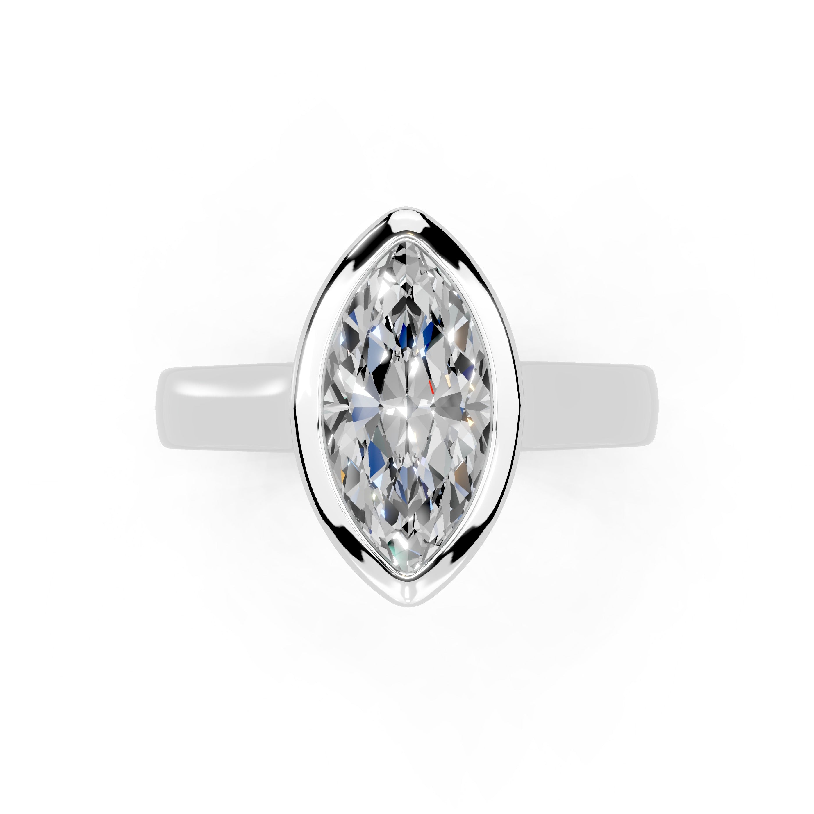 Marquise Cut Bezel Setting Lab Grown Diamond Engagement Ring