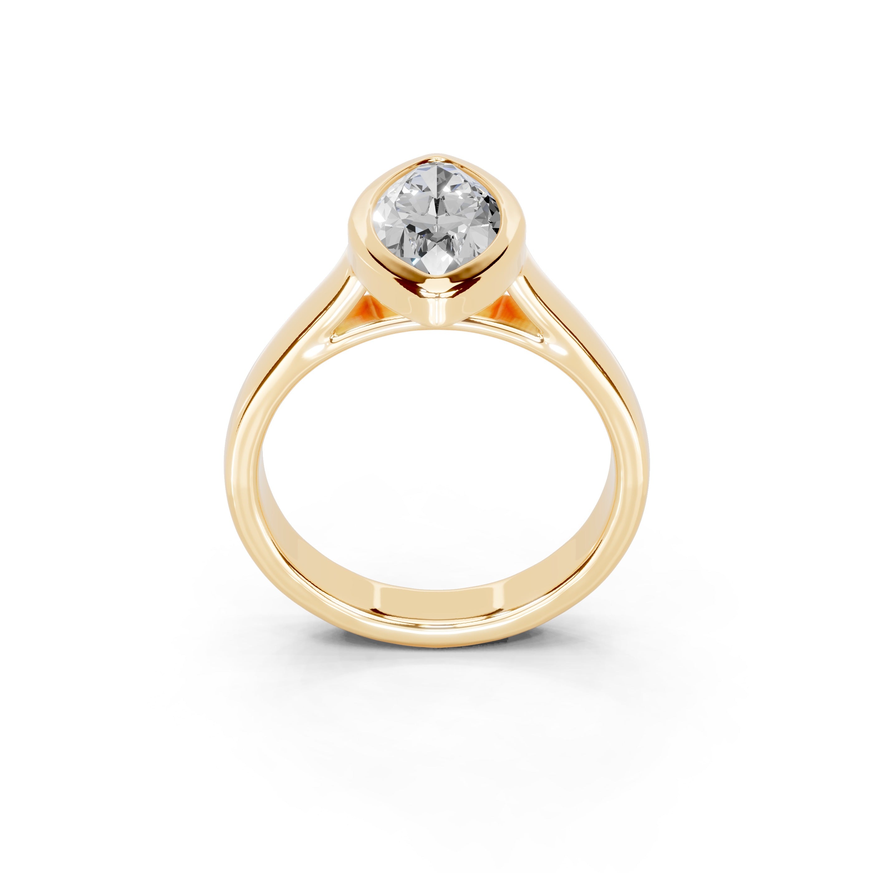 Marquise Cut Bezel Setting Lab Grown Diamond Engagement Ring