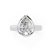 Pear Cut Bezel Setting Lab Grown Diamond Engagement Ring