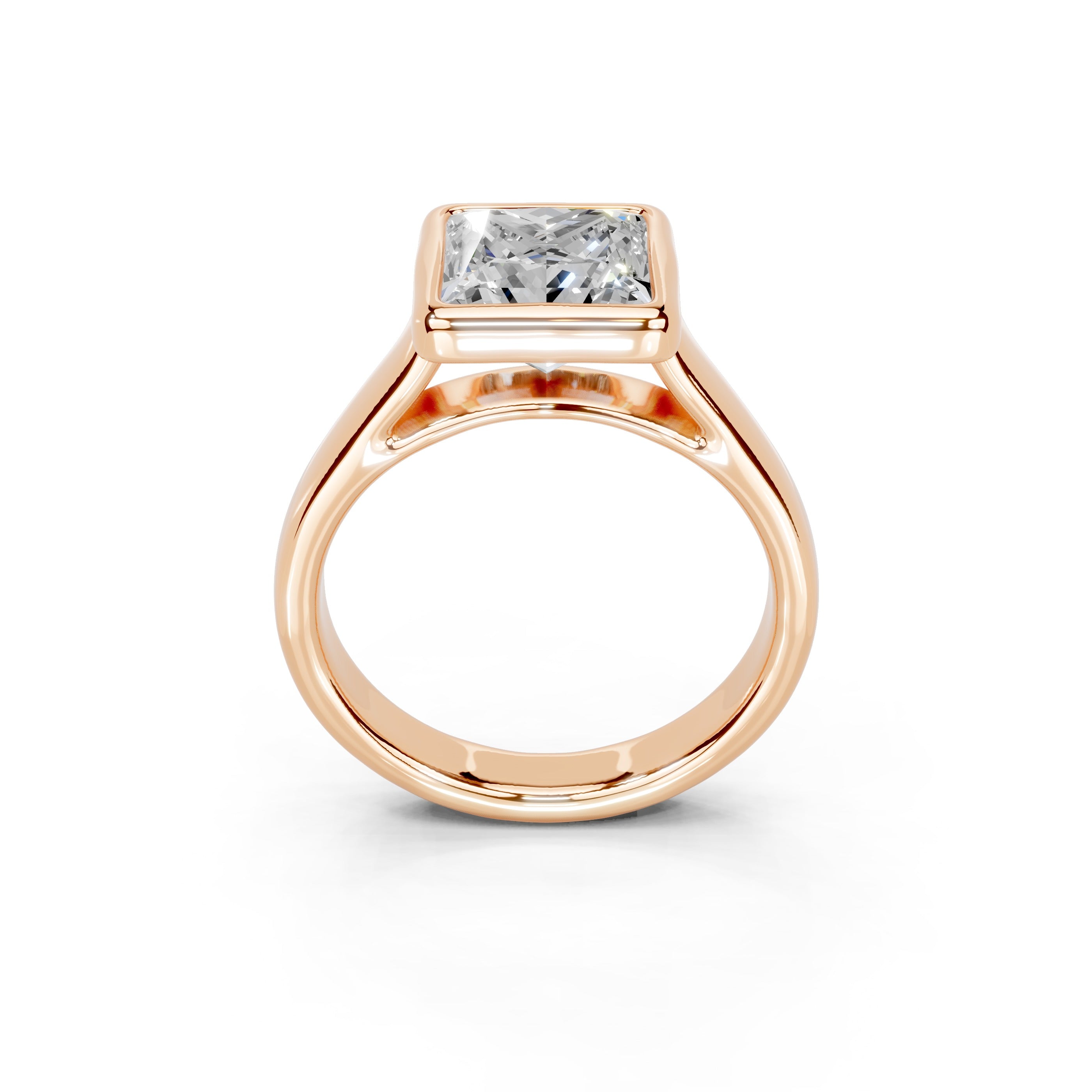 Princess Cut Bezel Setting Lab Grown Diamond Engagement Ring