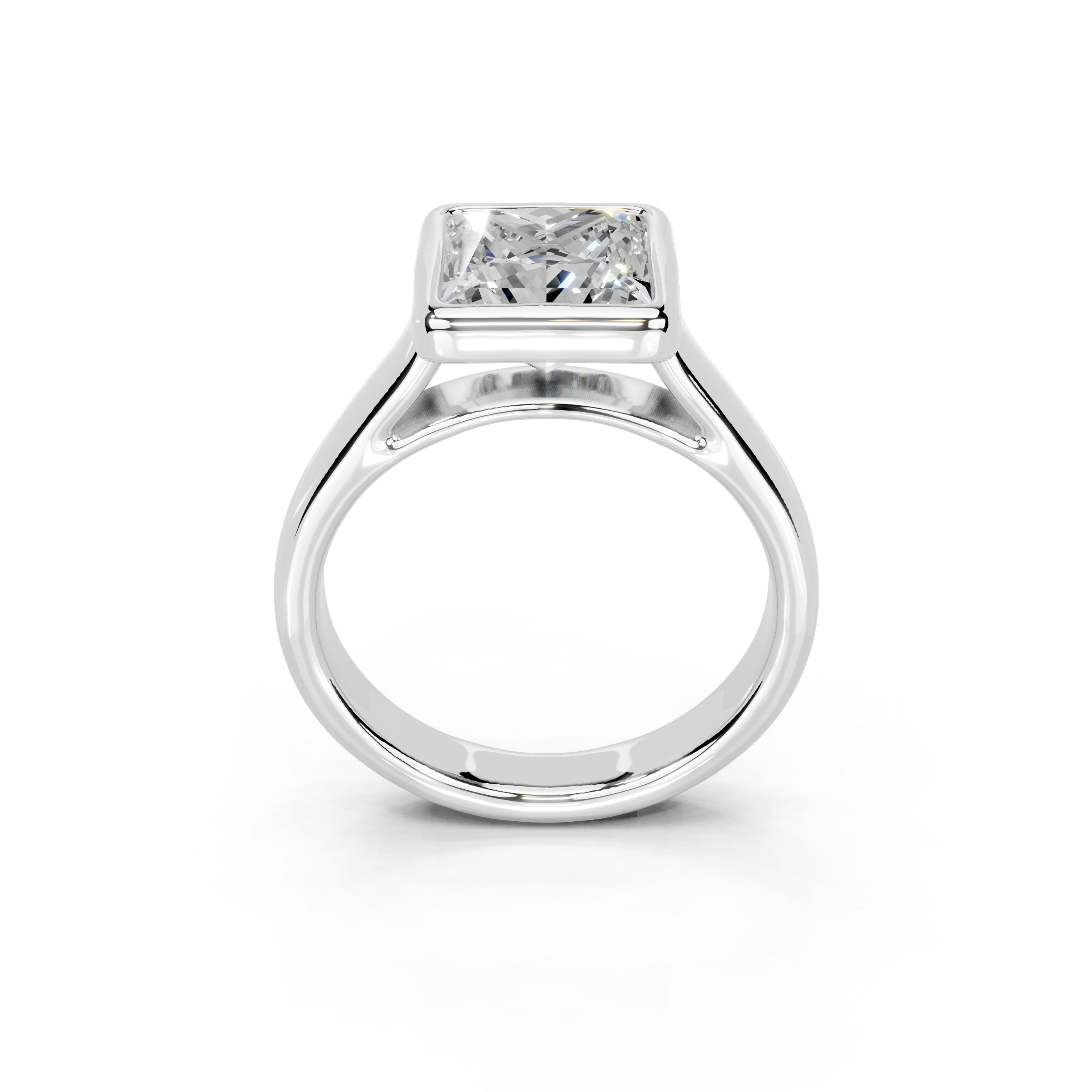 Princess Cut Bezel Setting Lab Grown Diamond Engagement Ring