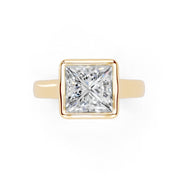 Princess Cut Bezel Setting Lab Grown Diamond Engagement Ring