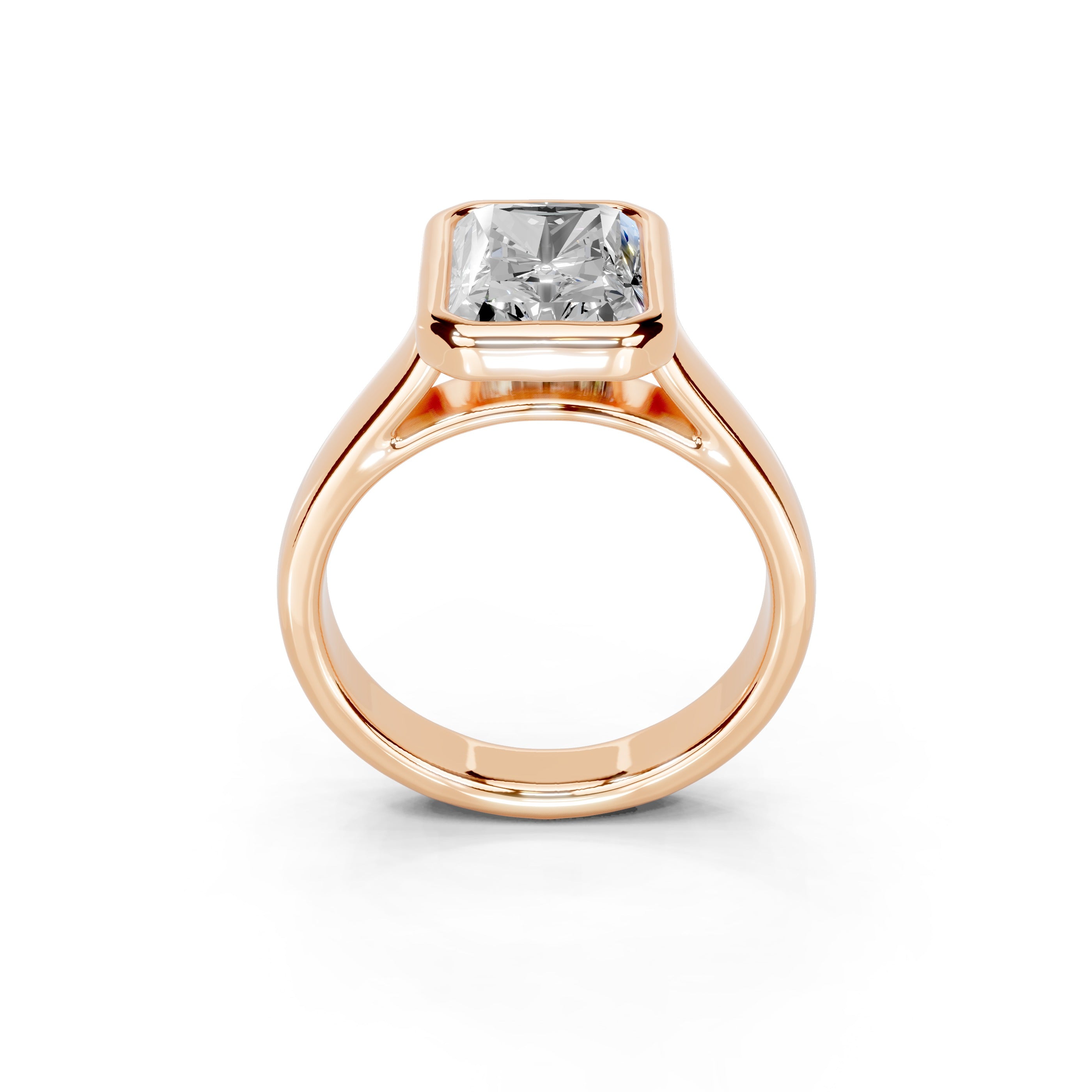 Radiant Cut Bezel Setting Lab Grown Diamond Engagement Ring