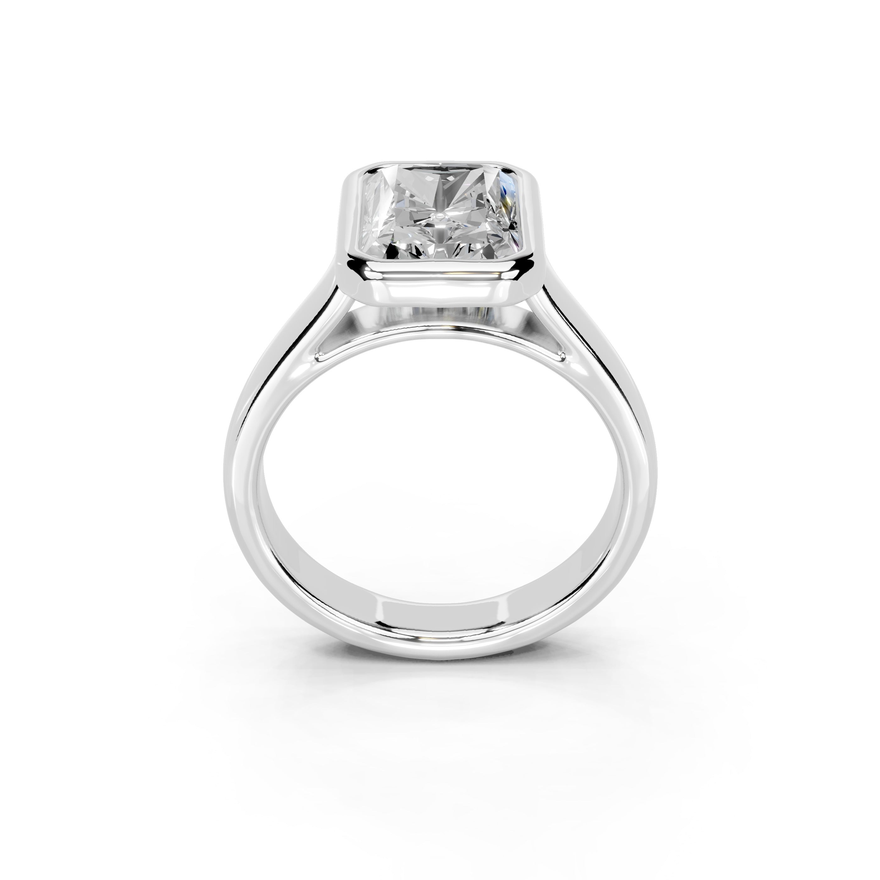 Radiant Cut Bezel Setting Lab Grown Diamond Engagement Ring