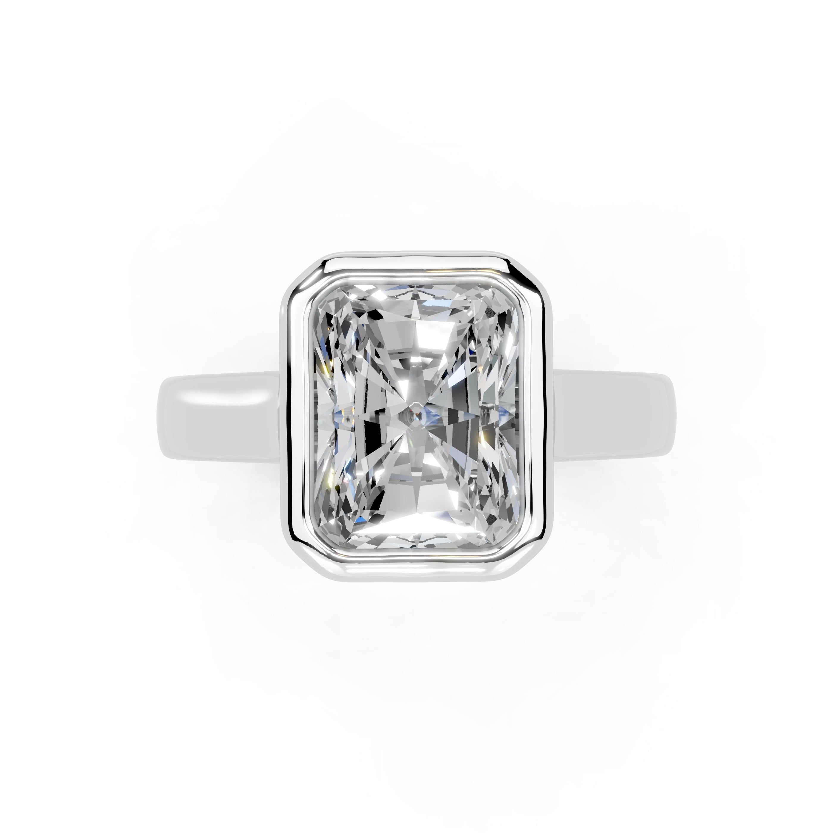 Radiant Cut Bezel Setting Lab Grown Diamond Engagement Ring