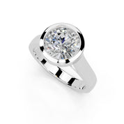 Round Cut Bezel Setting Lab Grown Diamond Engagement Ring