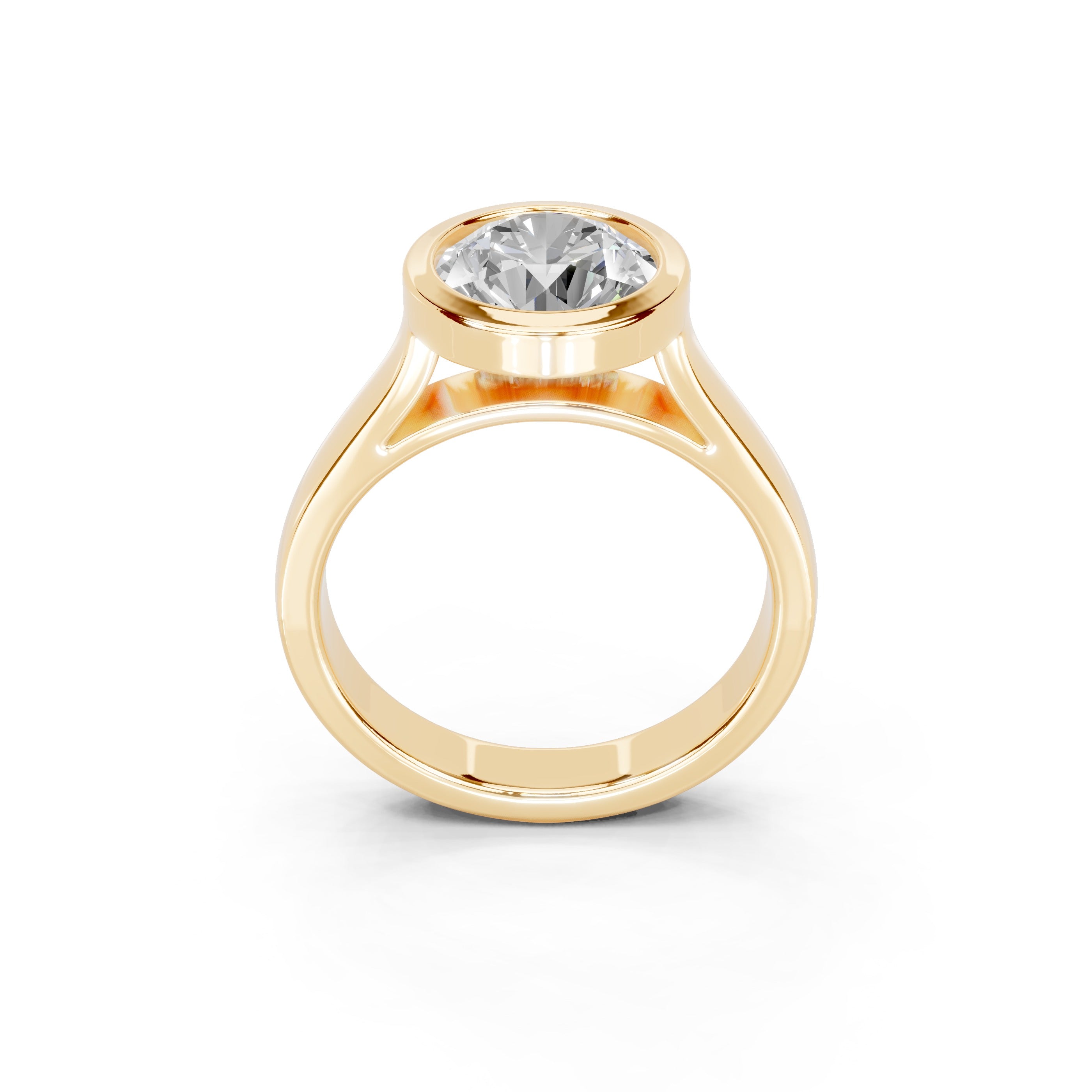 Round Cut Bezel Setting Lab Grown Diamond Engagement Ring