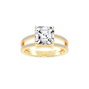 Asscher Cut Split Shank Lab Grown Diamond Engagement Ring with Pave Setting