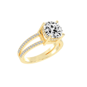 Cushion Cut Split Shank Lab Grown Diamond Engagement Ring with Pave Setting