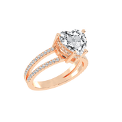 Heart Cut Split Shank Lab Grown Diamond Engagement Ring with Pave Setting