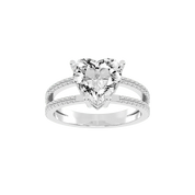 Heart Cut Split Shank Lab Grown Diamond Engagement Ring with Pave Setting