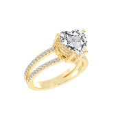 Heart Cut Split Shank Lab Grown Diamond Engagement Ring with Pave Setting