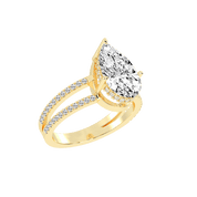 Pear Cut Split Shank Lab Grown Diamond Engagement Ring with Pave Setting