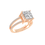 Princess Cut Split Shank Lab Grown Diamond Engagement Ring with Pave Setting