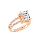 Radiant Cut Split Shank  Lab Grown Diamond Engagement Ring with Pave Setting