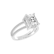 Radiant Cut Split Shank  Lab Grown Diamond Engagement Ring with Pave Setting