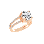 Round Cut  Split Shank  Lab Grown Diamond Engagement Ring with Pave Setting