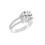 Round Cut  Split Shank  Lab Grown Diamond Engagement Ring with Pave Setting