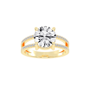 Round Cut  Split Shank  Lab Grown Diamond Engagement Ring with Pave Setting