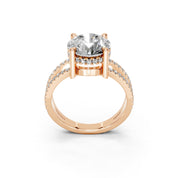 Round Cut  Split Shank  Lab Grown Diamond Engagement Ring with Pave Setting