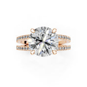 Round Cut  Split Shank  Lab Grown Diamond Engagement Ring with Pave Setting