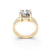 Round Cut  Split Shank  Lab Grown Diamond Engagement Ring with Pave Setting