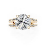 Round Cut  Split Shank  Lab Grown Diamond Engagement Ring with Pave Setting