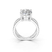 Cushion Cut Split Shank Lab Grown Diamond Engagement Ring with Pave Setting