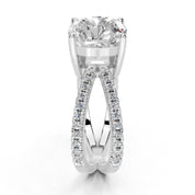 Cushion Cut Split Shank Lab Grown Diamond Engagement Ring with Pave Setting