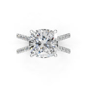 Cushion Cut Split Shank Lab Grown Diamond Engagement Ring with Pave Setting