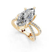 Marquise Cut Split Shank Lab Grown Diamond Engagement Ring with Pave Setting