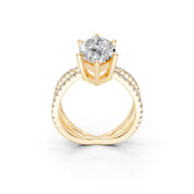 Marquise Cut Split Shank Lab Grown Diamond Engagement Ring with Pave Setting