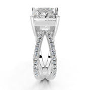 Princess Cut Split Shank Lab Grown Diamond Engagement Ring with Pave Setting